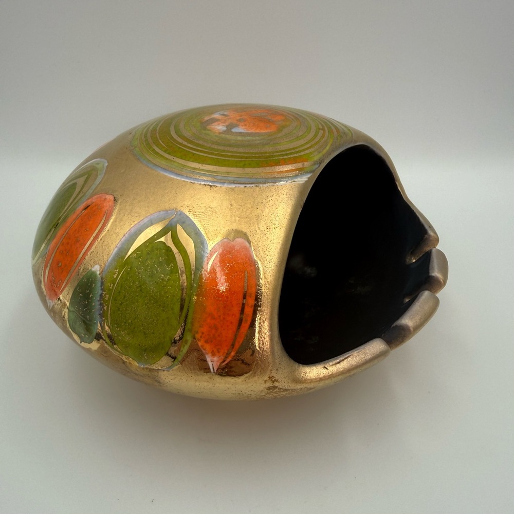 Rare VTG MCM Sascha Brastoff Signed Ashtray Dome Atomic Ceramic With Design
